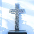 mexican wall cross, mexican wall crucifix, pewter wall cross, silver wall crosses, ornate silver wall cross, 16