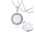 prayer warrior necklace, lord's prayer necklace, serenity prayer necklace, catholic silver pendant necklace, catholic gifts, catholic gift, christian silver pendant necklace, catholic jewelry, christian jewelry, stainless steel pendant necklace,  Bible Verse Prayer Necklace Christian Jewelry Gold Stainless Steel Praying Hands Coin Medal Pendant