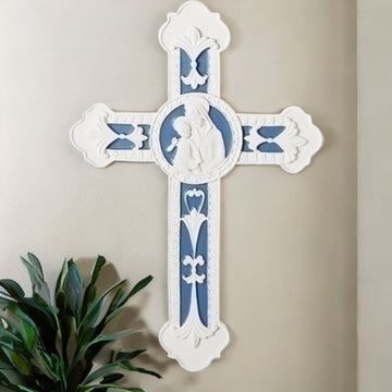 Madonna & Child Wall Cross Della Robbia