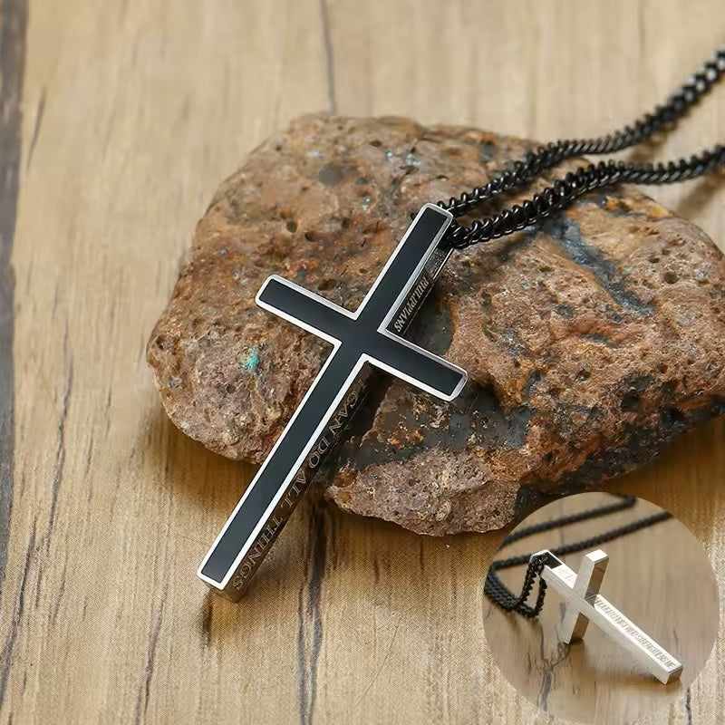 philippians 14:3 bible verse necklace men, confirmation gift, mens necklace, mens cross pendant necklace silver, silver cross bible verse necklace, christian mens jewelry, christian mens necklace, catholic gifts, catholic mens jewelry, catholic mens necklace, i can do all things through christ who strengthens me necklace, christian boy gift