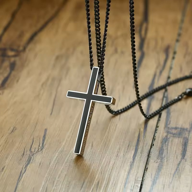 philippians 14:3 bible verse necklace men, confirmation gift, mens necklace, mens cross pendant necklace silver, silver cross bible verse necklace, christian mens jewelry, christian mens necklace, catholic gifts, catholic mens jewelry, catholic mens necklace, i can do all things through christ who strengthens me necklace, christian boy gift