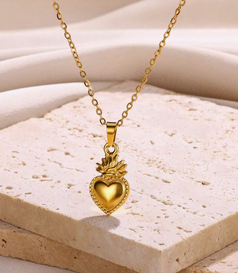 Dainty Gold Sacred Heart Necklace