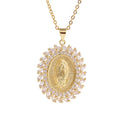 Cubic Zirconia Crystal Mother Mary Pendant Necklace, virgin mary necklace, mother mary necklace, gold diamond virgin mary necklace, virgin mary pendant, catholic gifts, christian gifts, bridal gift, protection necklace, our lady of guadalupe necklace, dainty mary necklace, christian jewelry, catholic jewelry, catholic necklace, christian necklace