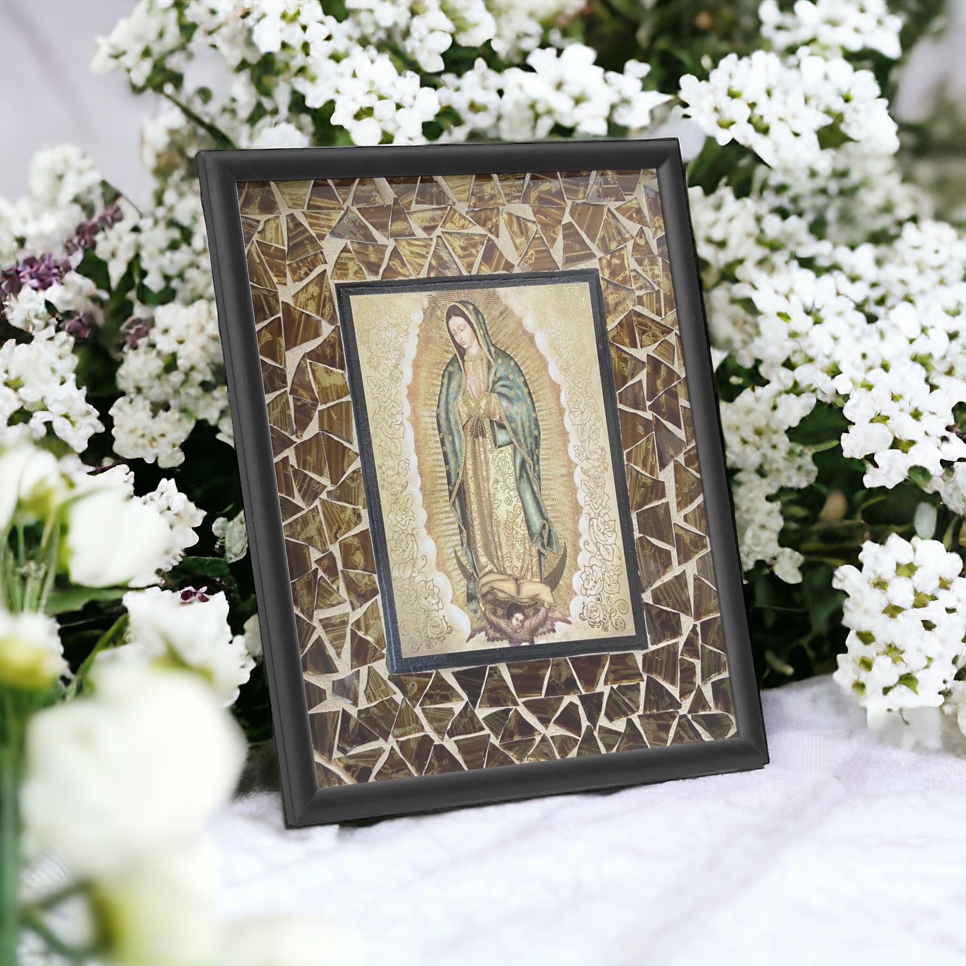Our Lady of Guadalupe Mosaic Art Catholic Art Catholic Home Decor Framed Virgin Mary, caatholic art, catholic painting, catholic wall decor, virgin mary art, virgin mary picture, virgin mary mosaic, st mary art, st mary painting