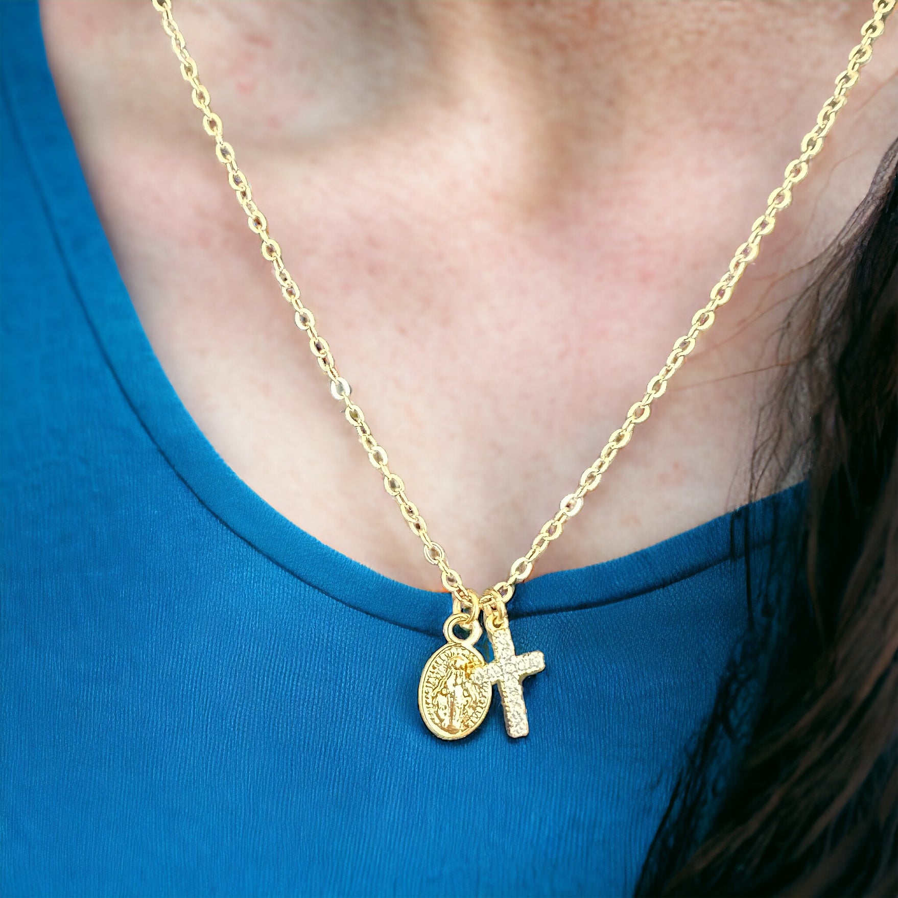 virgin mary necklace, gold mary necklace, gold mary jewelry, madonna necklace, blessed mother, baptism gift, communion gift for her, confirmation gift for her, miraculous medal necklace, dainty tiny virgin mary necklace, religious necklace