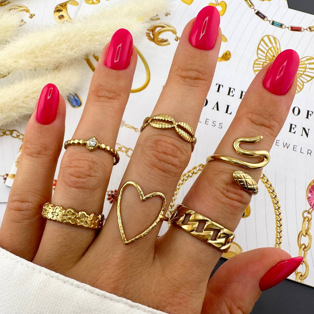 dainty gold heart ring adjustable