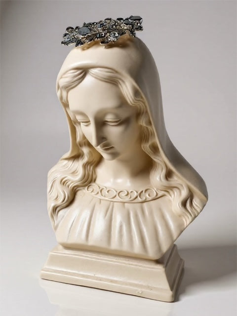 vintage virgin mary bust, mary figurine, porcelain mary statue, catholic gift, one of a kind mary, embellished mary, christian gifts, our lady of guadalupe, our lady of lourdes, our lady of fatima, catholic gift for her, baptism gift