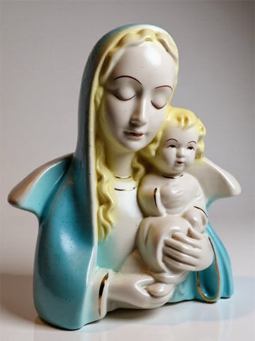 Vintage Virgin Mary Bust Figurine Vase Planter