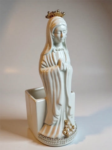 Vintage Virgin Mary Bust Figurine Vase Planter