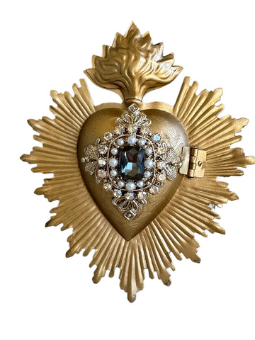 Sacred Heart Milagros With Crystals