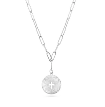 paperclip chain cross necklace silver, paper clip chain necklace, catholic gifts her, catholic gifts women, catholic jewelry, catholic necklace, womens cross necklace silver, silver cross pendant necklace, devotional jewelry, faith necklace her, sunburst pendant necklace, modern catholic woman, modern catholic jewelry, confirmation gift girt, wedding party gift her christian