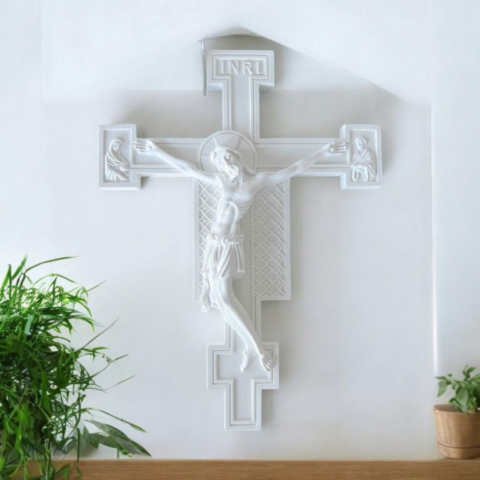 FLorentine Cross White, Wall crosses, Modern Catholic Crucifix, Modern Catholic Wall Cross, San Damiano Wall crucifix cross, catholic wedding gifts, christian wedding gifts, baptism gift, christening gift, wedding shower gift catholic