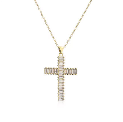 Crystal Cross Pendant Necklace (Waterproof)