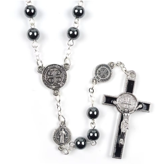 hematite bead stone mens rosary