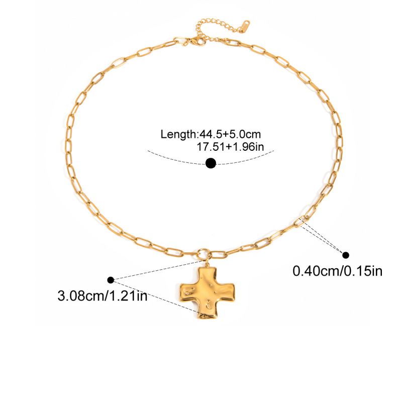 18K Gold Hammered Cross Necklace