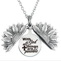 with god all things are possible necklace silver, catholic necklaces, christian necklaces, bible verse necklace, Jesus necklace, Sunflower neclace, catholic jewelry, christian jewelry