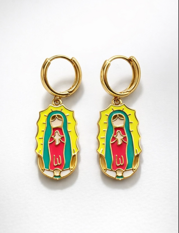 Virgin Mary Children's Earrings 18K Gold
