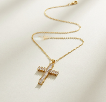 Crystal Cross Pendant Necklace (Waterproof)