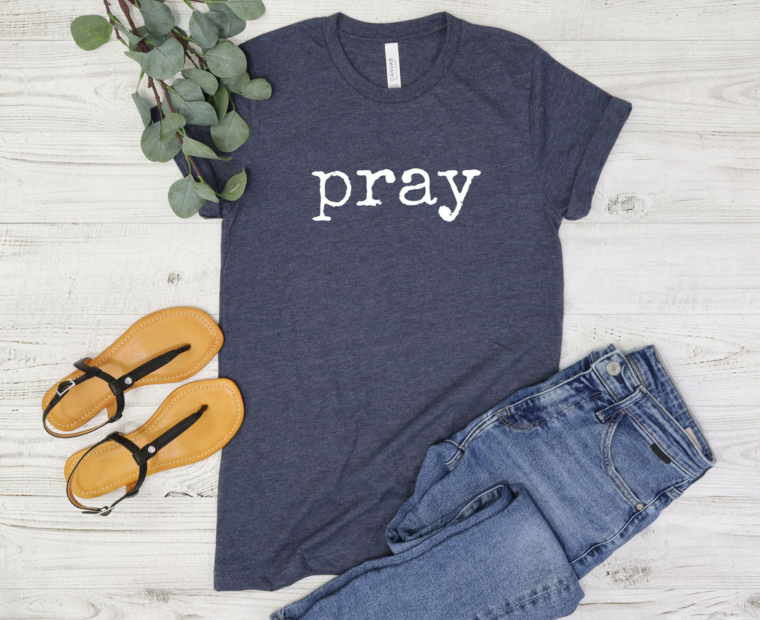 heather navy tshirt christian tshirt pray tshirt