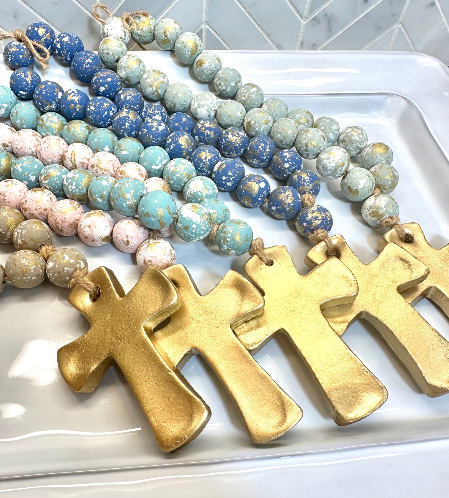 Blessing Beads With Cross (5 COLORS!)