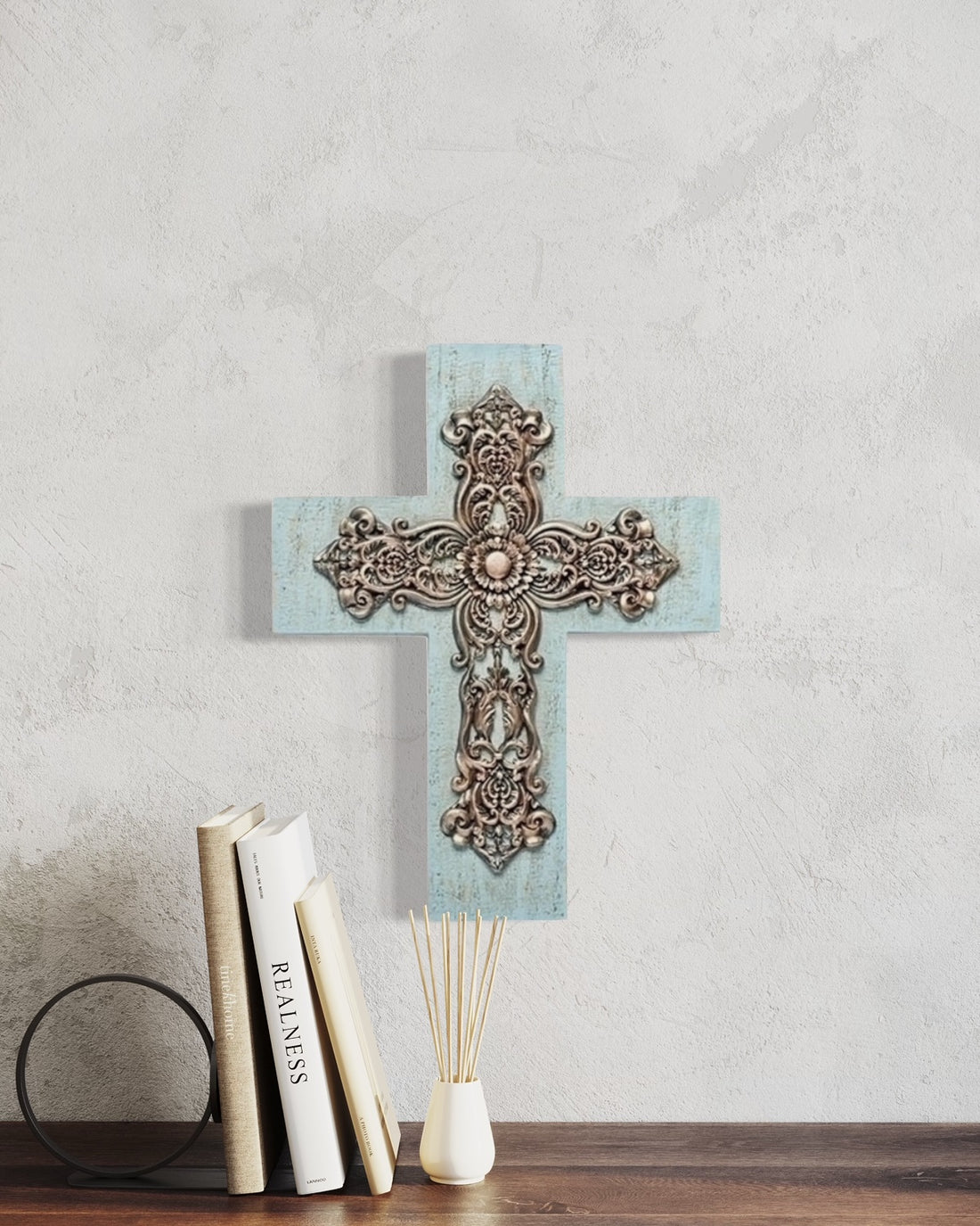 blue cross, rustic wall cross, farmhouse wall cross, rustic blue distressed cross, elegant wall cross, baby baptism boy gift, catholic gifts, christian gifts, confirmation gift boy, engagement gift christian, wedding gift christian catholic, newborn boy gift, catholic gift boy