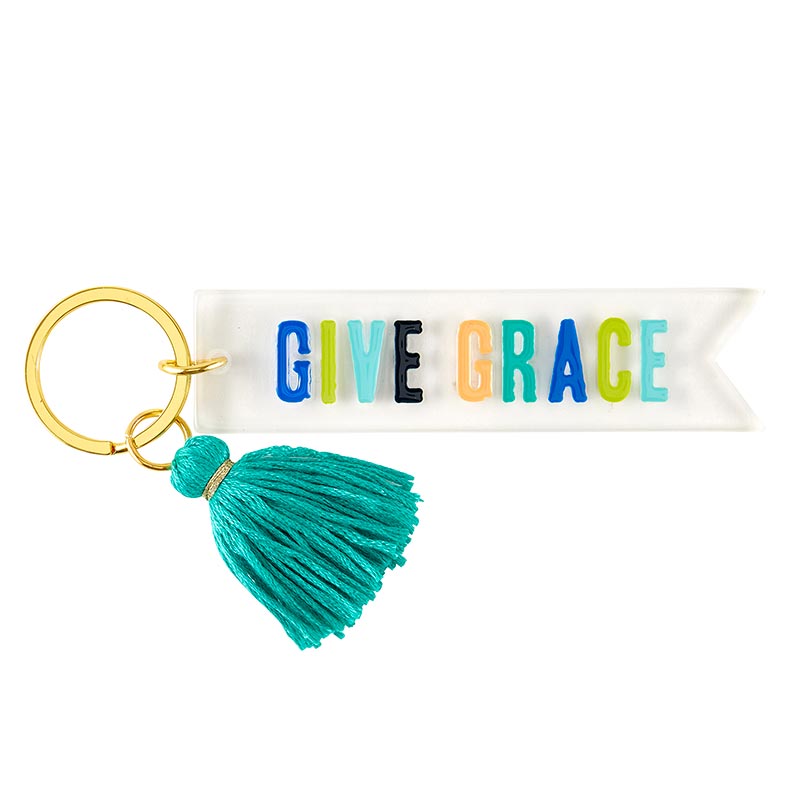 Give Grace keychain, Blessed keychain, christian keychain, blessed keytag, pink keychain, acrylic keychain, tassle keychain, christian gifts, christian stocking stuffer, catholic gifts, catholic gifts for her, catholic gift, new driver gift