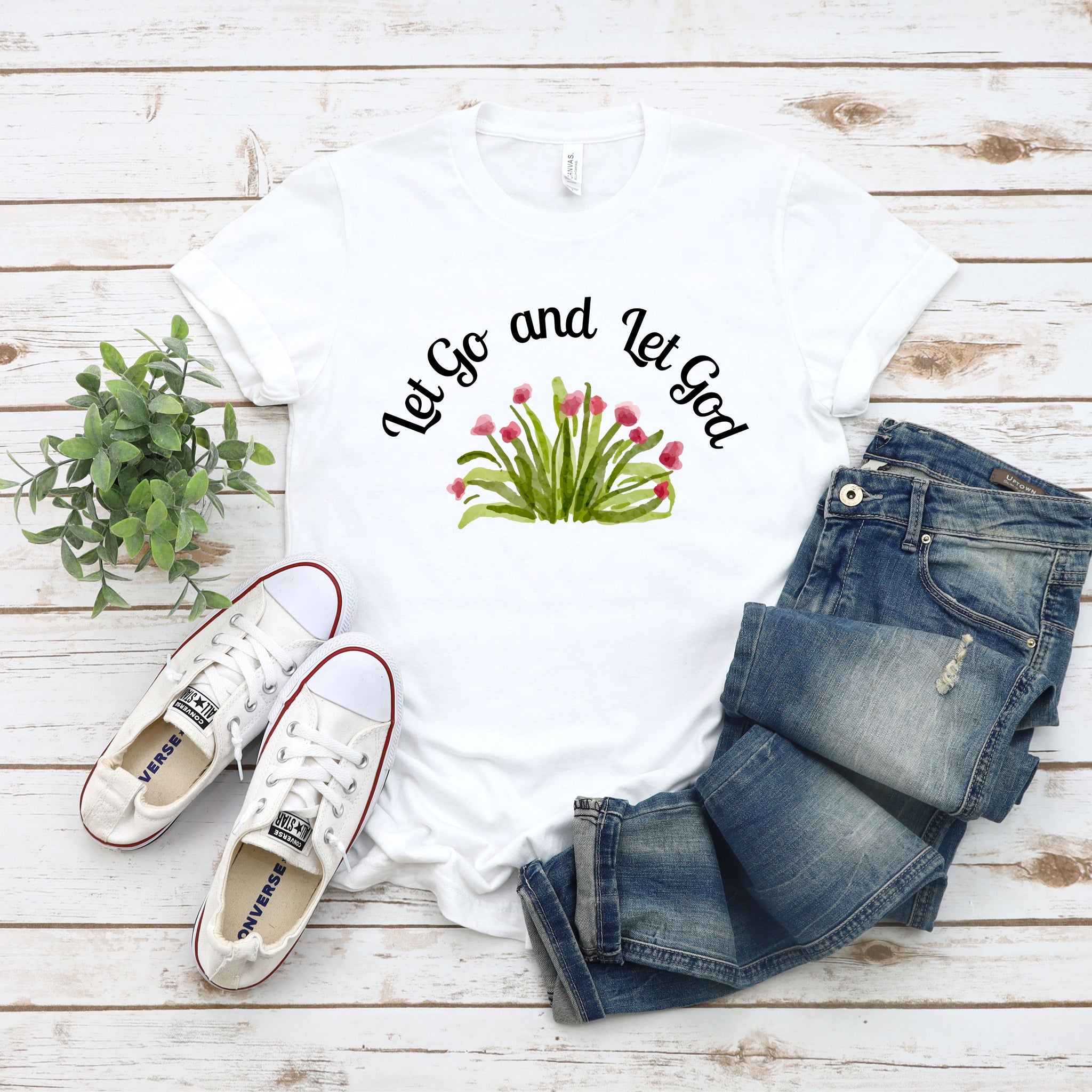 Let Go And Let God Tee, Christian Graphic Tee, Faith tees