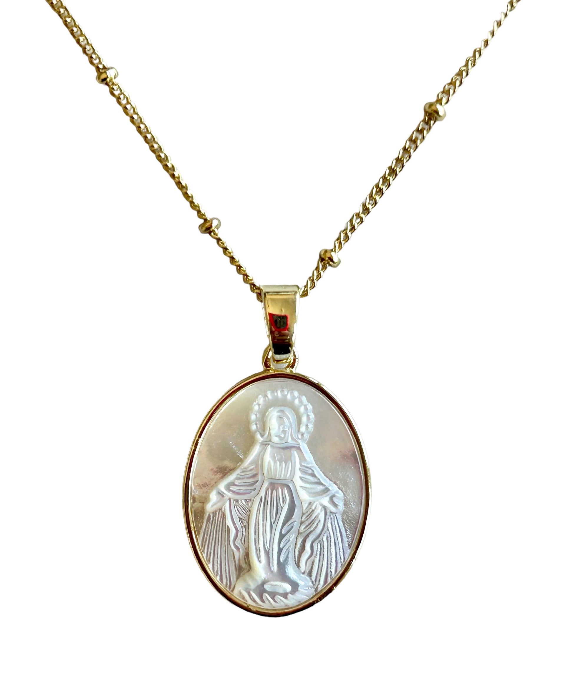 Virgin Mary Pendant Necklace with mother of pearl background and  oval shape Virgin Mary Pendant necklace, catholic jewelry, catholic necklace, catholic gifts, catholic gift