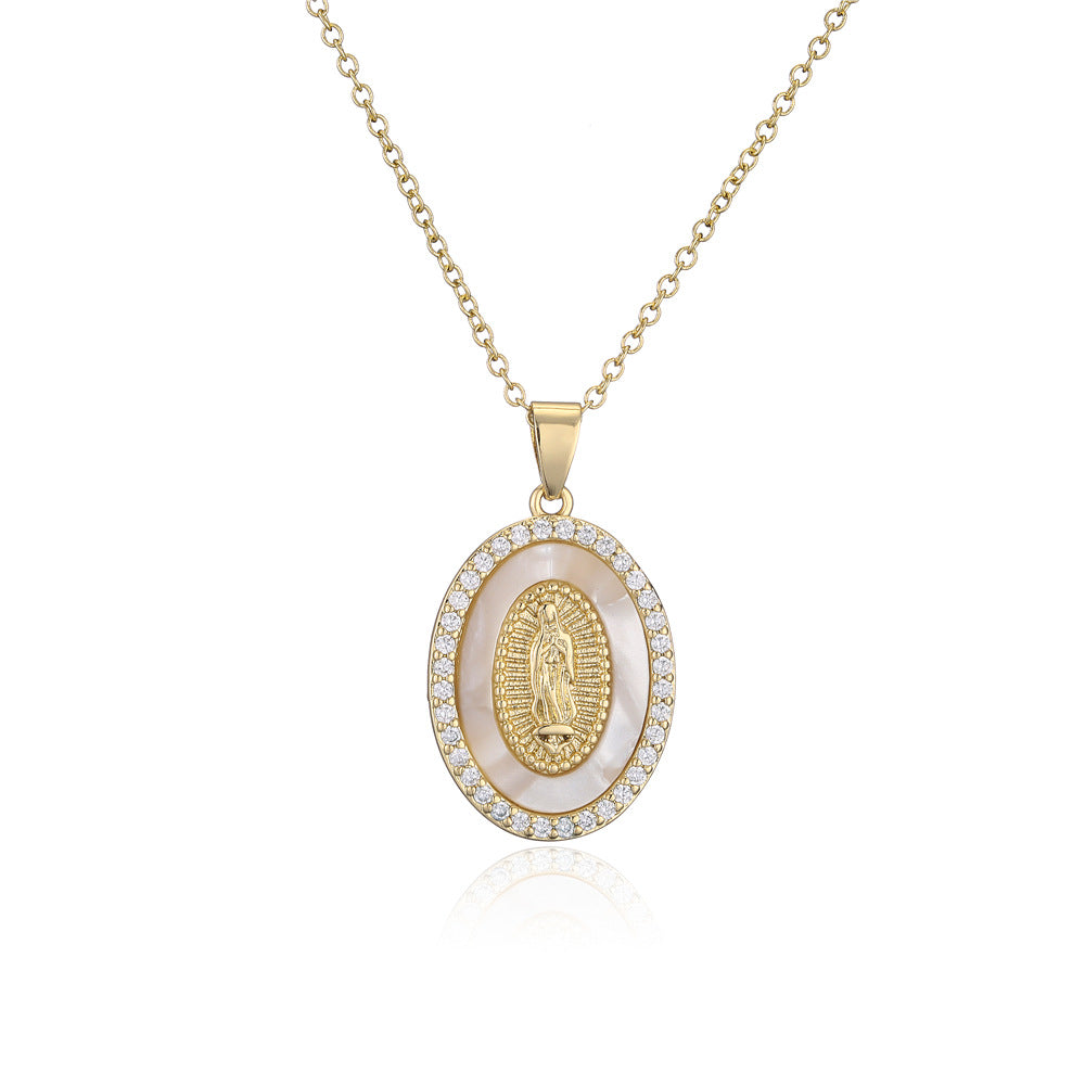 VIrgin Mary Mother Mary Shell Pendant Necklace Gold, catholic necklace, catholic gift, catholic gifts, catholic jewelry