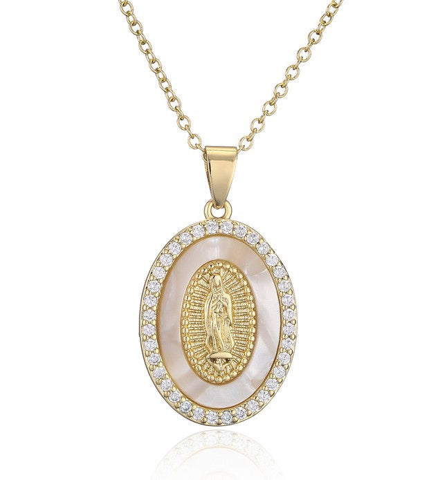 VIrgin Mary Mother Mary Mother of Pearl Pendant Necklace Gold, catholic necklace, catholic gift, catholic gifts, catholic jewelry