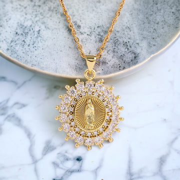 Virgin Mary Coin Pendant Necklace