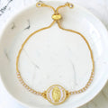 Mother Mary Crystal Pendant Adjustable Gold Bracelet, catholic jewelry, catholic necklace, catholic gifts, catholic gift, catholic bracelet, mother's day gift bracelet christian catholic