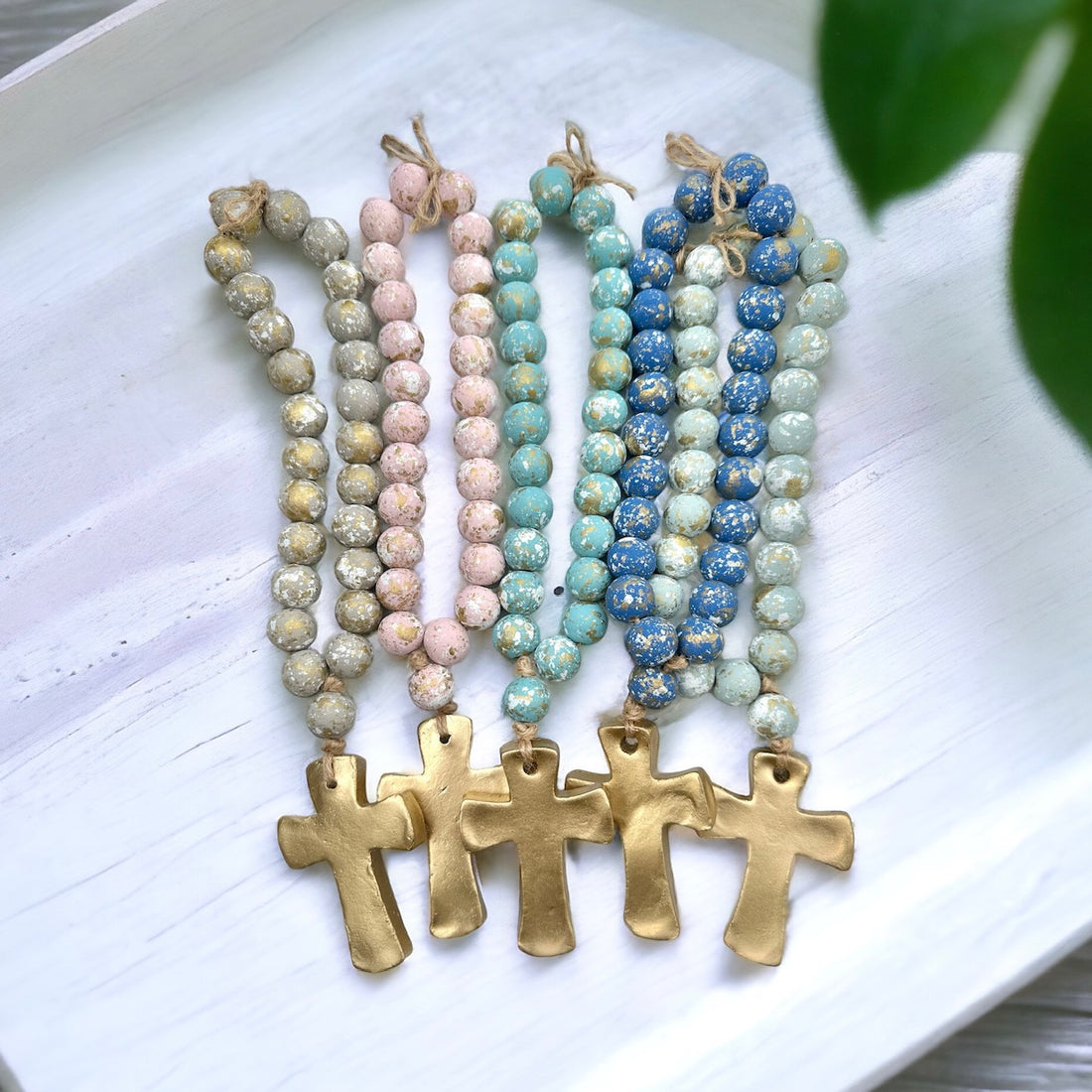 Blessing Beads, Coffee Table beads, Farmhouse Beads, Wood Bead Garland, Housewarming Gift, Baptism gift, Prayer Beads, Wood Rosary