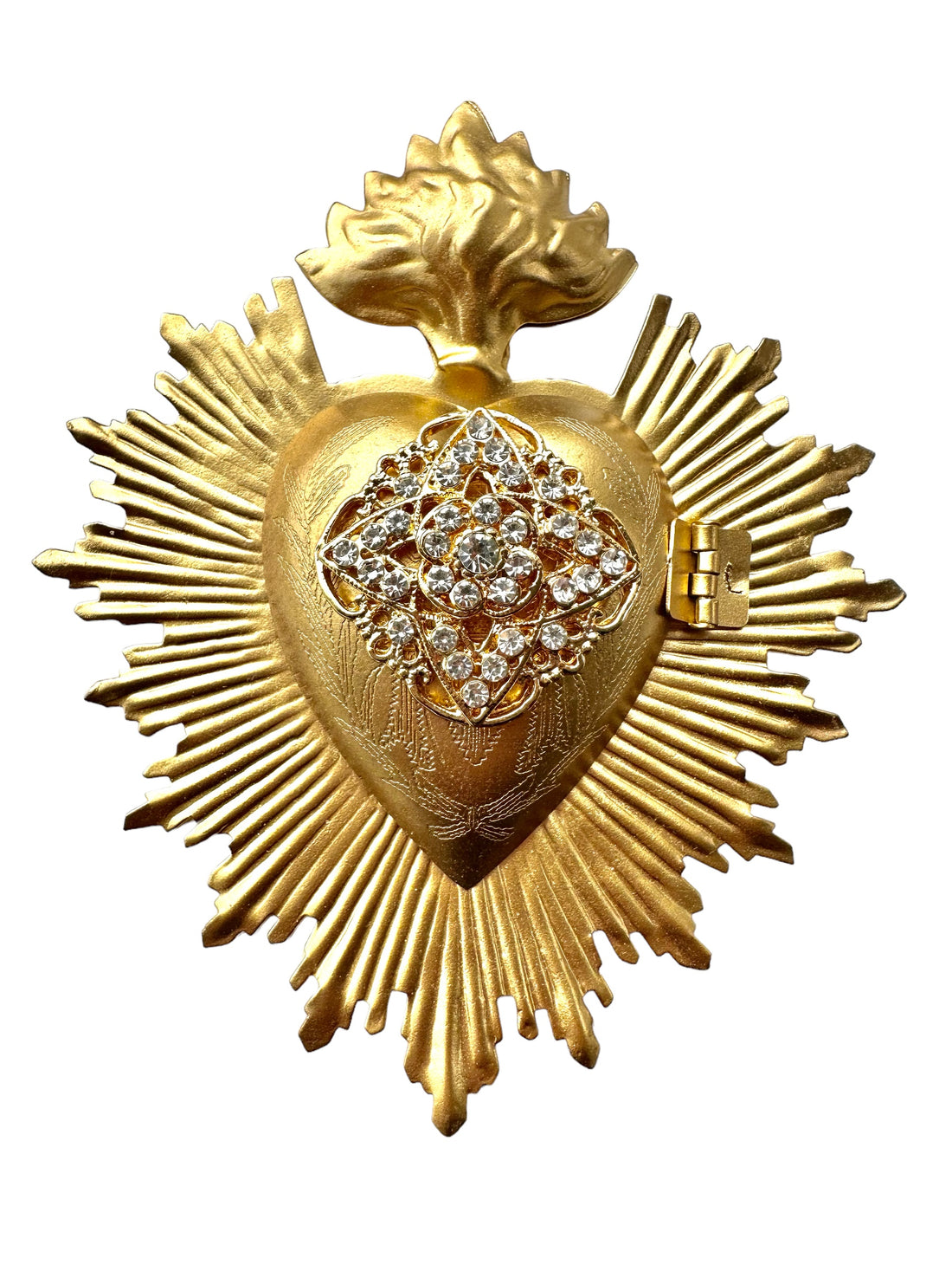 Sacred Heart, Catholic gifts, christian gifts, embellished, gold heart, gold locket, prayer box, gold ornament, heart of jesus, Lent gift, Easter gift