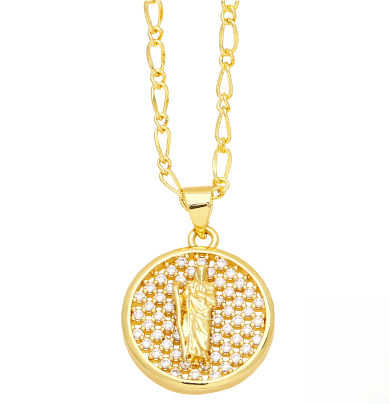 Dainty 18K Gold St Jude Pendant Necklace