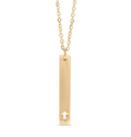 gold vertical bar cross necklace dainty