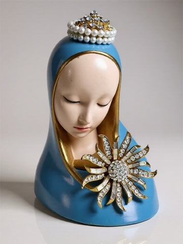vintage virgin mary bust, mary figurine, porcelain mary statue, catholic gift, one of a kind mary, embellished mary, christian gifts, our lady of guadalupe, our lady of lourdes, our lady of fatima, catholic gift for her, baptism gift