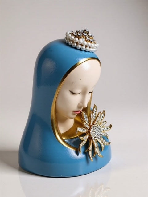 vintage virgin mary bust, mary figurine, porcelain mary statue, catholic gift, one of a kind mary, embellished mary, christian gifts, our lady of guadalupe, our lady of lourdes, our lady of fatima, catholic gift for her, baptism gift