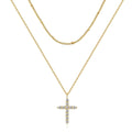 Dainty Gold Layered Layering Necklace Diamond Cross