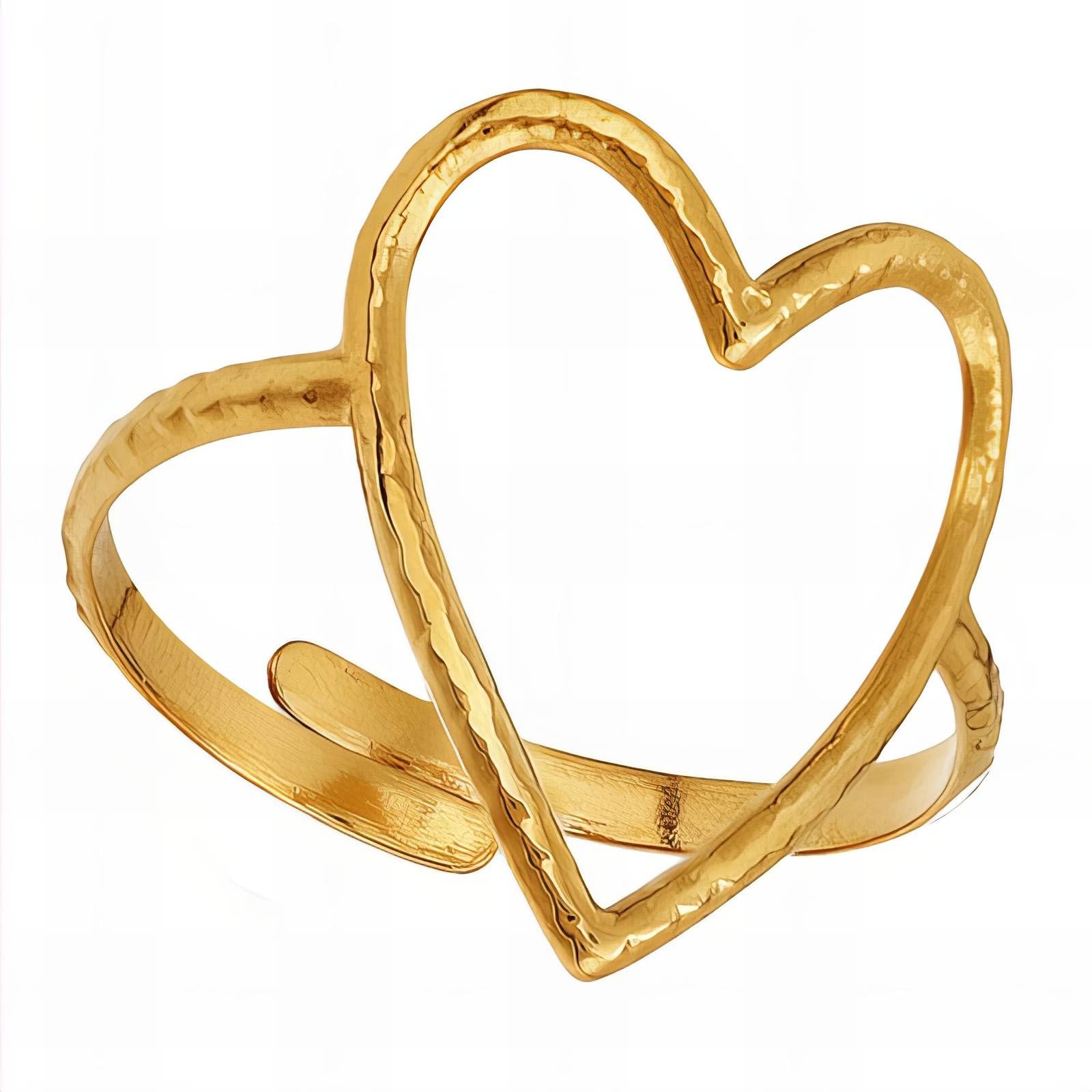 dainty gold heart ring adjustable