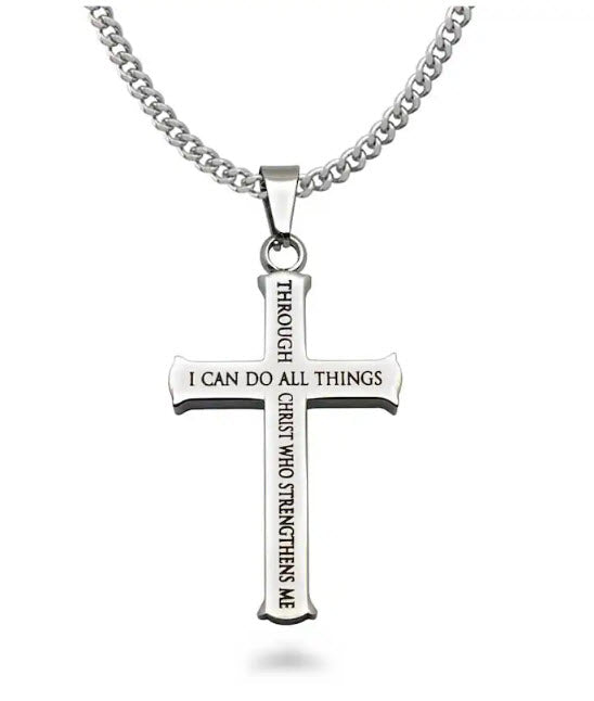 philippians 14:3 bible verse necklace men, confirmation gift, mens necklace, mens cross pendant necklace silver, silver cross bible verse necklace, christian mens jewelry, christian mens necklace, catholic gifts, catholic mens jewelry, catholic mens necklace, i can do all things through christ who strengthens me necklace, christian boy gift 