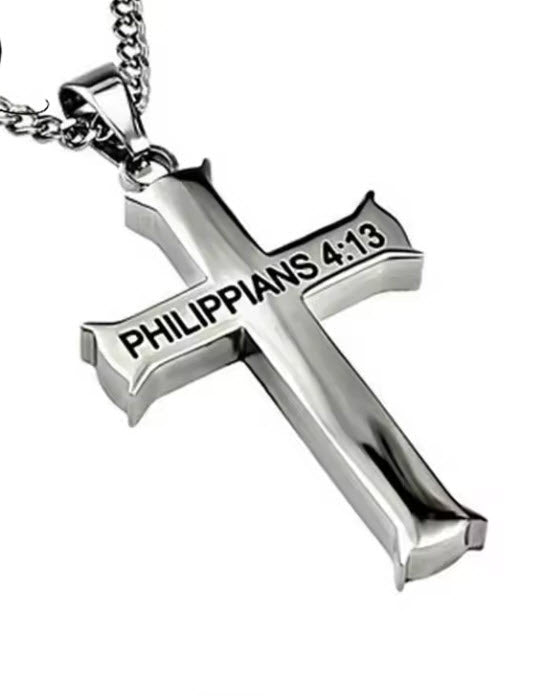 philippians 14:3 bible verse necklace men, confirmation gift, mens necklace, mens cross pendant necklace silver, silver cross bible verse necklace, christian mens jewelry, christian mens necklace, catholic gifts, catholic mens jewelry, catholic mens necklace, i can do all things through christ who strengthens me necklace, christian boy gift 