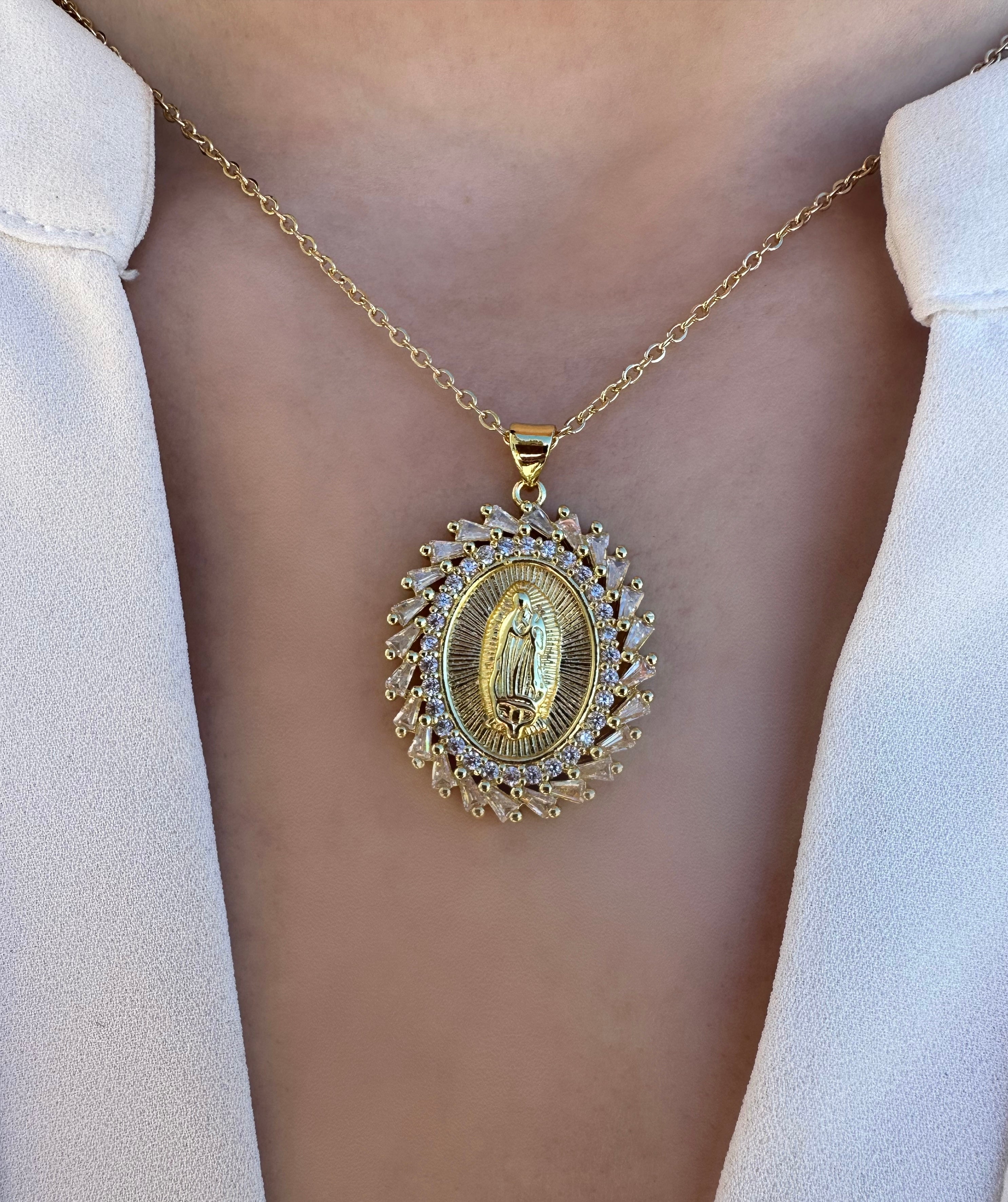 18k Gold Plated Blessed Catholic Virgin Mary Pendant Necklace Religion  Jewelry | eBay