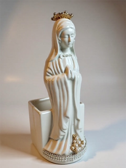 Vintage Virgin Mary Bust Figurine Vase Planter