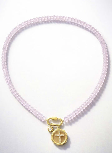 Pink Carabiner Charm Choker Necklace