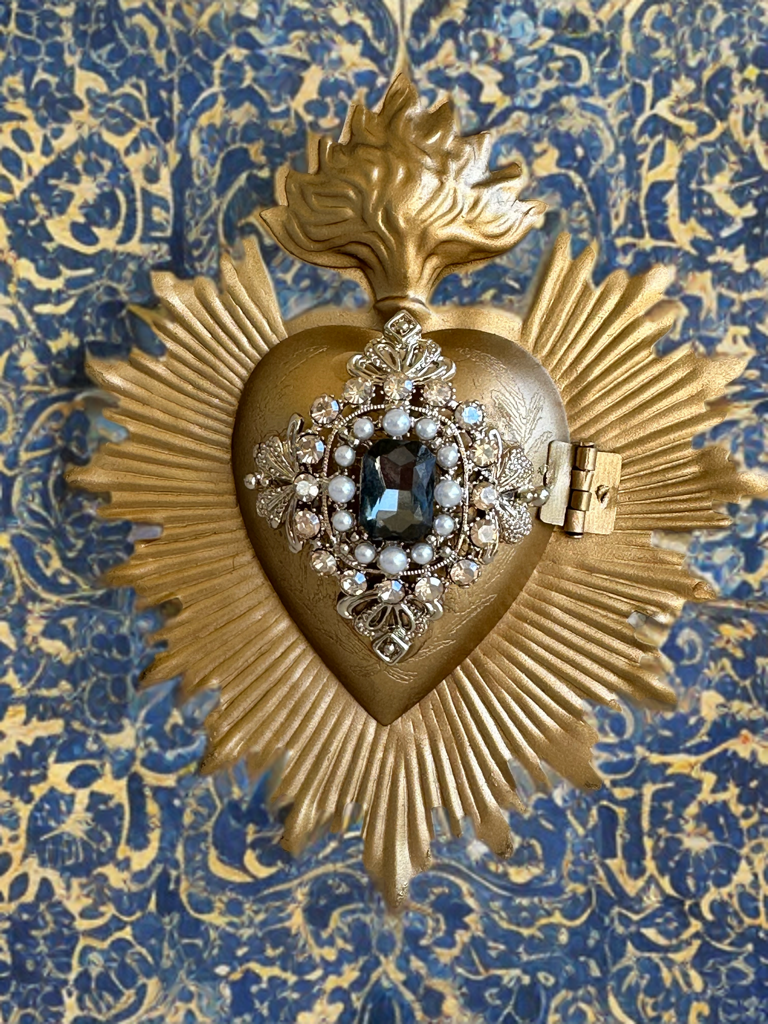 Sacred Heart Milagros With Crystals