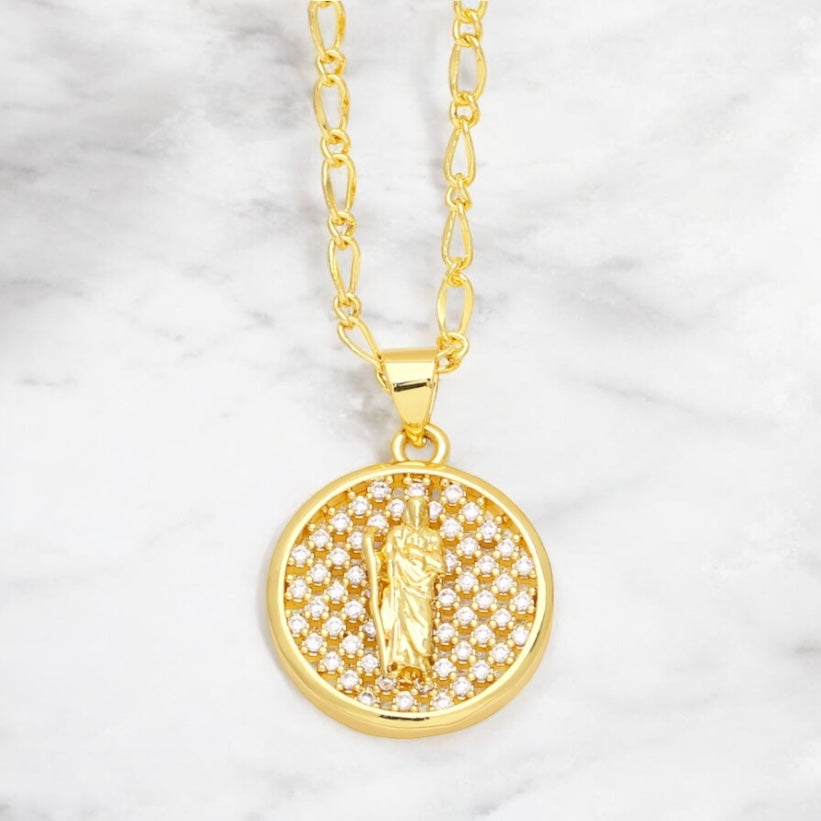 Dainty 18K Gold St Jude Pendant Necklace