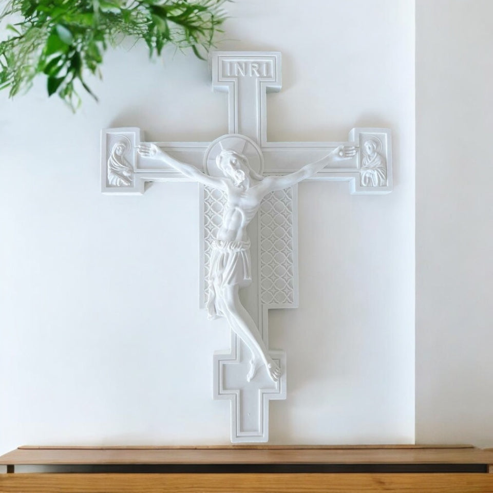 FLorentine Cross White, Wall crosses, Modern Catholic Crucifix, Modern Catholic Wall Cross, San Damiano Wall crucifix cross, catholic wedding gifts, christian wedding gifts, baptism gift, christening gift, wedding shower gift catholic