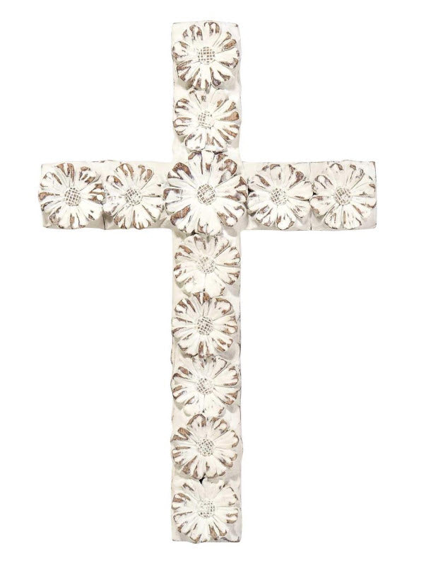 Flower Wall Cross White
