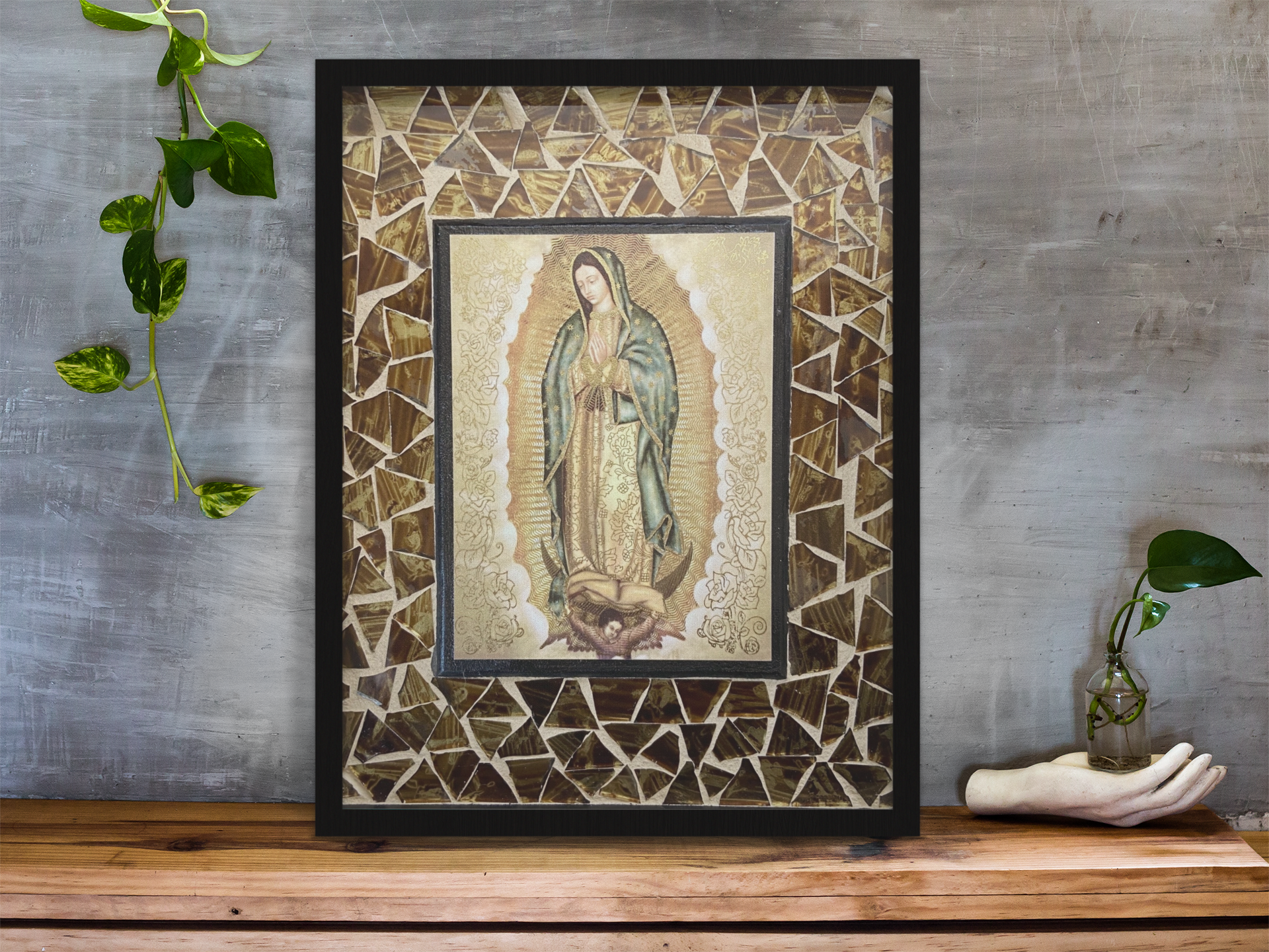 Our Lady of Guadalupe Art Wall Framed Mosaic, Our Lady of Guadalupe Mosaic Art Catholic Art Catholic Home Decor Framed Virgin Mary, caatholic art, catholic painting, catholic wall decor, virgin mary art, virgin mary picture, virgin mary mosaic, st mary art, st mary painting